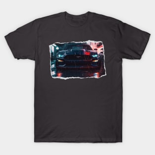 Mustang Inspired Glossy Black Sports Car T-Shirt